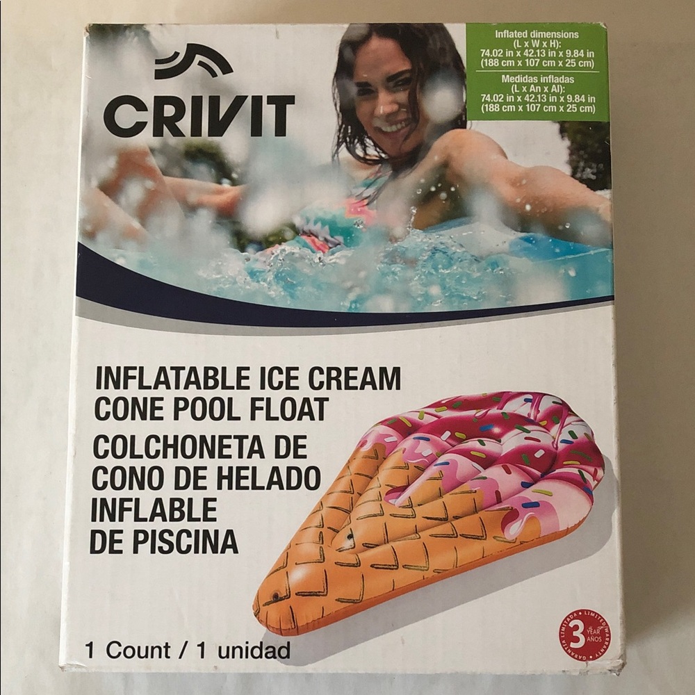 CRIVIT Inflatable Ice Cream Cone Pool Float